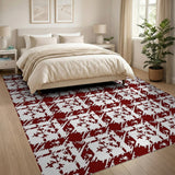 Geometric Modern Red Snowflake Plaid Area Rug