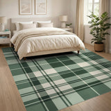 Geometric Modern Green Plaid Check Area Rug