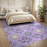 Purple Whimsical Floral Area Rug