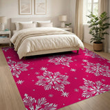 Hot Pink Snowflake Pattern Area Rug