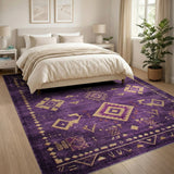 Purple Purple Gold Southwestern Geometric Area Rug