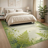 Lush Fern Vine Border Green Area Rug