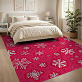 Whimsical Pink Snowflake Area Rug