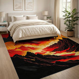 Fiery Red Mountain Sunset Area Rug