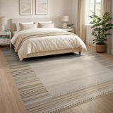Cream Tan Heritage Tribal Border Area Rug