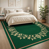 Ornate Green Floral Filigree Area Rug