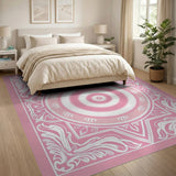 Ornate Pink Mandala Area Rug with Lotus Motifs