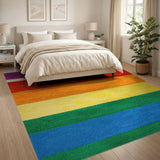 Geometric Modern Vibrant Rainbow Stripe Shag Area Rug