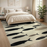 Black Fish Coastal Area Rug
