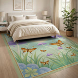 Purple Mushroom Butterfly Moon Boho Rug
