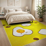 Cute Smiling Fried Egg Yellow Area Rug