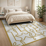 Gold and Silver Intricate Gold Heritage Tribal Area Rug