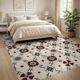 Cream Beige Floral Lattice Area Rug