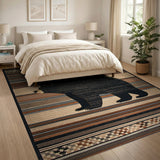 Southwestern Black Bear Striped Area Rug