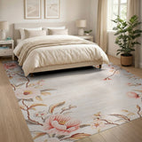 Pink Blush Pink Peony Floral Vintage Area Rug