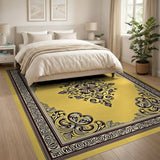 Ornate Gold Medallion Floral Area Rug