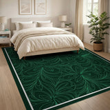 Green Emerald Green Floral Swirl Area Rug