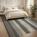 ODIKA Modern Striped Washable Area Rug - Low Pile Non-Slip & Robot Vacuum Friendly Carpet