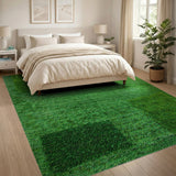 Lush Green Grass Patchwork Area Rug