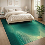 Green Green Wavy Geometric Area Rug