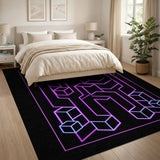 Neon Pink Geometric Cube Maze Area Rug