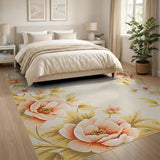 Pink Peony Border Area Rug