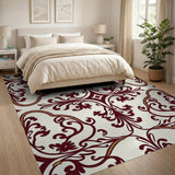 Elegant Red Gold Floral Damask Area Rug
