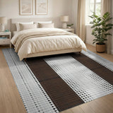 Brown Striped Geometric Diamond Area Rug