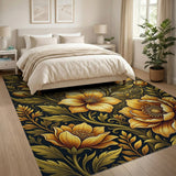 Golden Peony Floral Vintage Area Rug