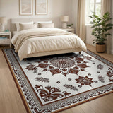 Elegant Brown Tan Persian Medallion Rug