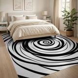 Geometric Modern Black and White Hypnotic Black White Spiral Area Rug