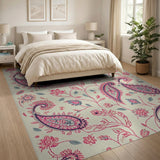 Pink Paisley Persian Area Rug