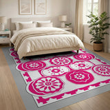 Pink Pink Floral Oval Medallion Area Rug
