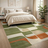 Green Modern Green Geometric Area Rug