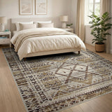 Tan Brown Geometric Southwestern Area Rug