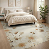 Beige and Neutral Floral Vintage Beige Floral Vintage Area Rug