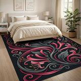 Pink Lily Art Nouveau Floral Rug