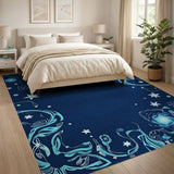 Teal Swirl Galaxy Abstract Area Rug