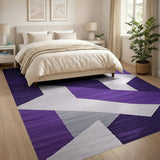 Purple Geometric Interlock Area Rug