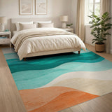 ODIKA Abstract Coastal Sunset Washable Low Pile Area Rug