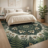 Emerald Fern Mandala Area Rug