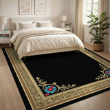 Multi-color and Patterns Ornate Gold Floral Frame Area Rug