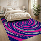 Navy Pink Swirl Tribal Area Rug
