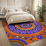 Vibrant Orange Purple Mandala Geometric Rug