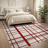 Rustic Farmhouse Bold Red White Checkered Area Rug