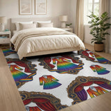 Rainbow Circus Frame Washable Area Rug