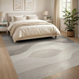 Grey Abstract Wave Area Rug