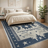 Navy Blue Southwestern Star Geometric Rug