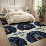 Coastal Black Setter Dog Waves Rug