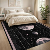 Pink Moon Phases Starry Celestial Rug